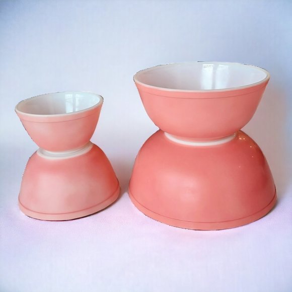 "RARE" Authentic 1950's Pyrex Pink Nesting Mixing Bowls Set of 4 - Picture 3 of 15